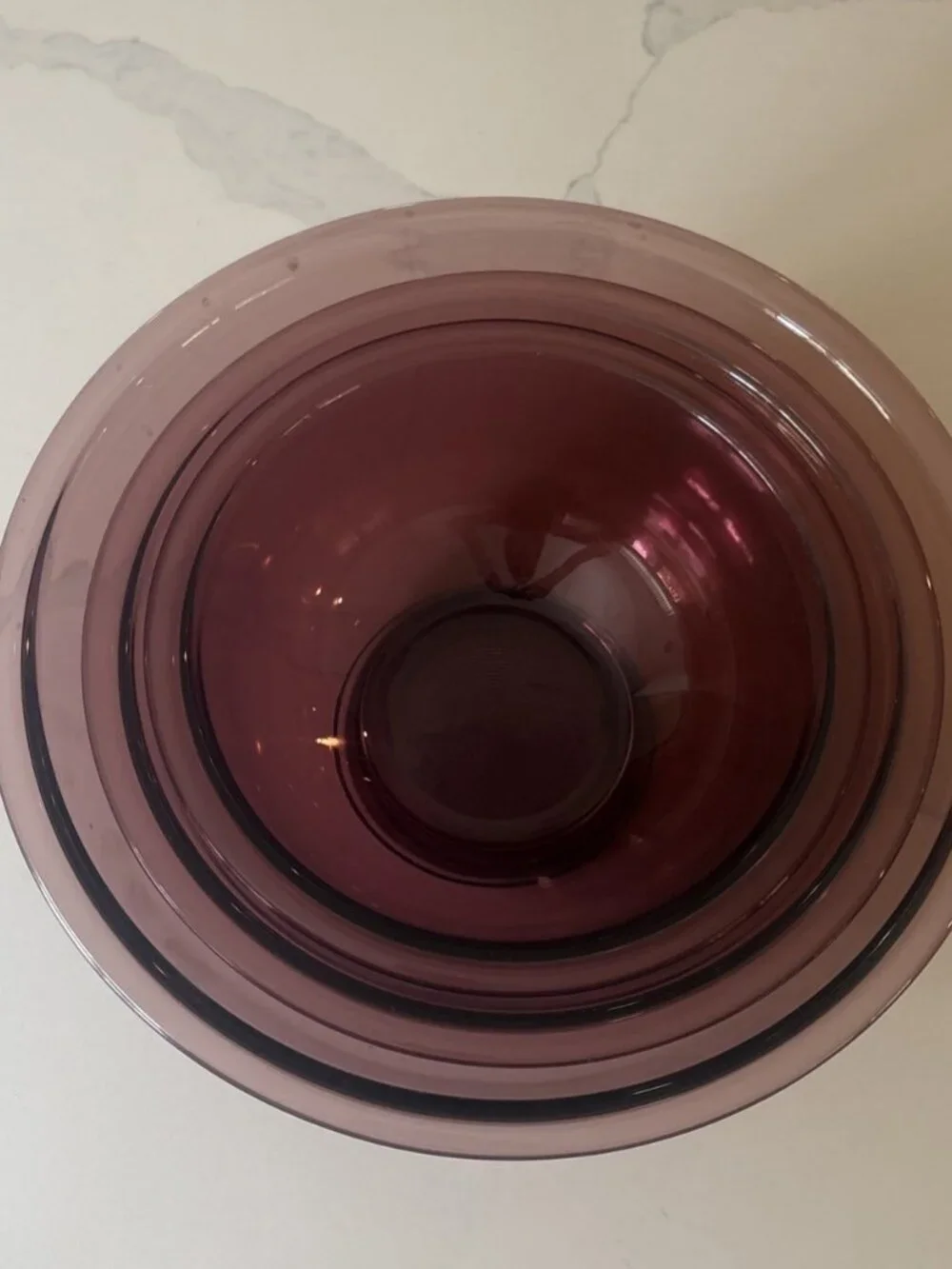 Vintage Pyrex Vision Set of 3 Purple Cranberry Nesting Mixing Bowls 322 323 325
